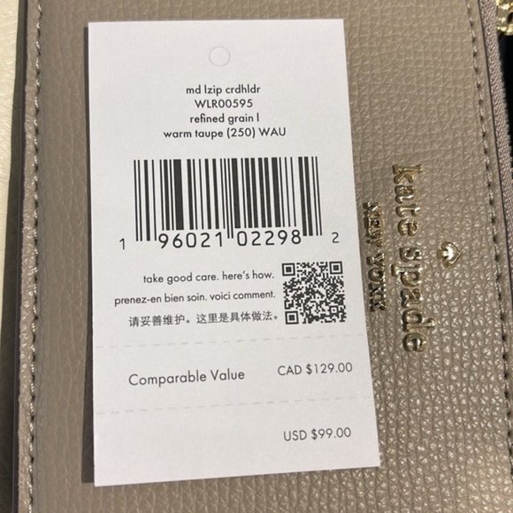 Kate Spade Darcy Medium L-Zip Card Holder Warm Taupe - Picture 5 of 15